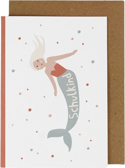 Klappkarte Meerjungfrau, pastell - Schulkind