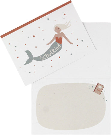 Klappkarte Meerjungfrau, pastell - Schulkind