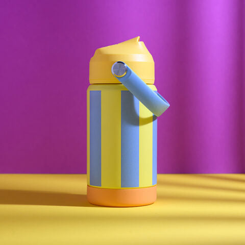 Trinkflasche Stripes, gelb/hellblau, 350ml