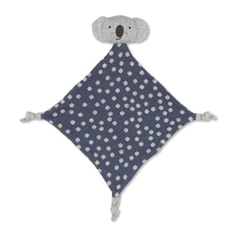 Kuscheltuch Koala Punkte, blau/grau