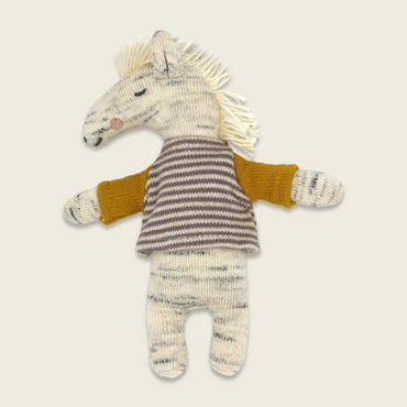 Mini-Kuscheltier Pferd mit gestreiftem Shirt und Ärmeln in Goldton, Höhe ca. 12 cm