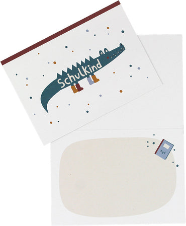 Klappkarte Krokodil – Schulkind