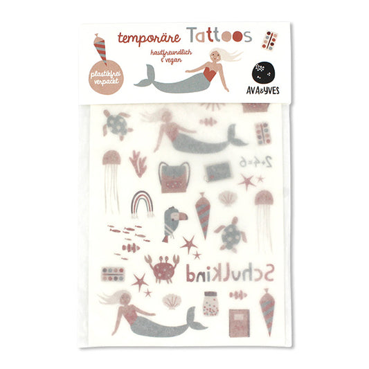 Kindertattoo-Set Schulkind mit Glitzereffekt "Under The Sea"