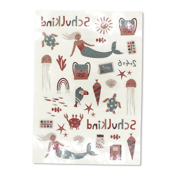 Kindertattoo-Set Schulkind mit Glitzereffekt "Under The Sea"