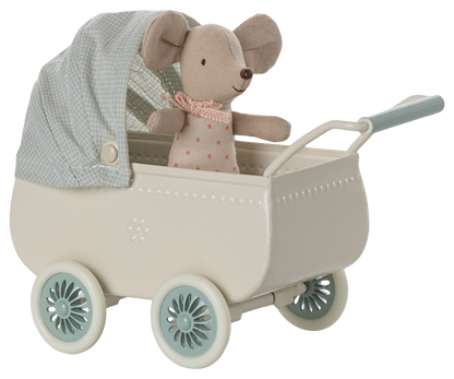 Kinderwagen mit Babymaus - Minze