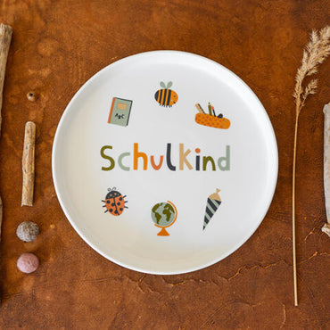 Porzellanset Schulkind Nature Kids mit großem Teller (23cm), Becher und Müslischale