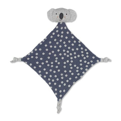 Kuscheltuch Koala Punkte, blau/grau