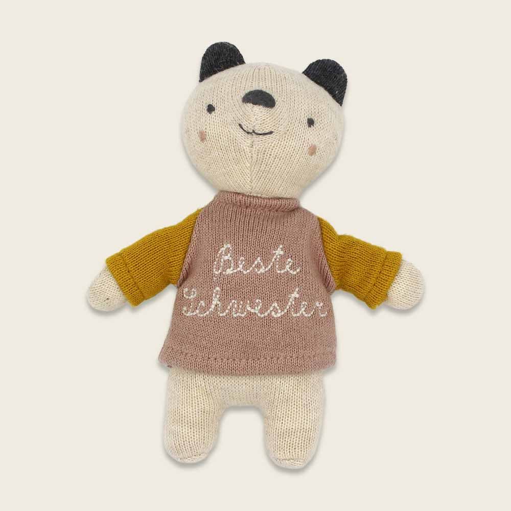 Bär „Beste Schwester“ mit Shirt in rosa/gelb Kuscheltier