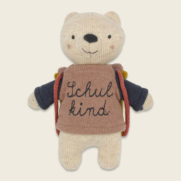 Bär „Schulkind“ mit Schulranzen und Shirt in rosa/blau Kuscheltier