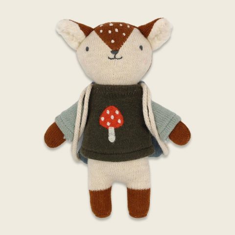 Mini-Kuscheltier Xmas Reh mit Pilzpulli und Rucksack, ca. 12cm