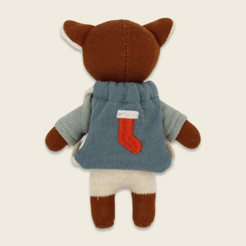 Mini-Kuscheltier Xmas Reh mit Pilzpulli und Rucksack, ca. 12cm