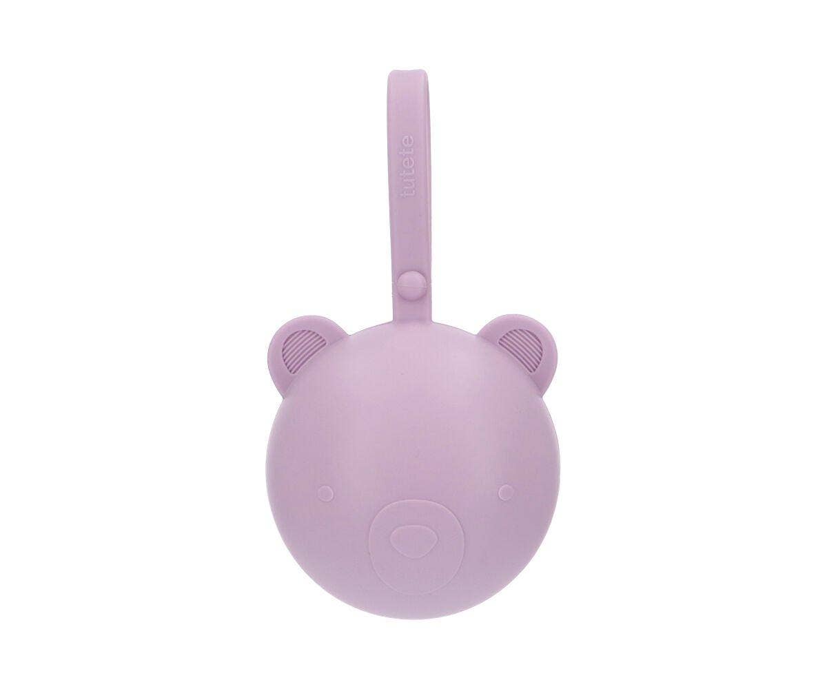 Schnullerhalter Baby Silikon Bär Flieder